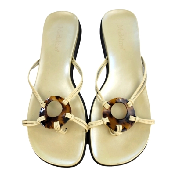 MADELINE Rubber Sole Thong Slide Strappy Tortoise sandal 9 - Picture 1 of 9